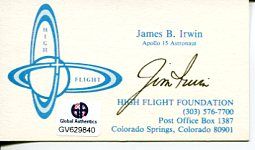 James Jim Irwin NASA Astronaut Apollo Moonwalker Signed Autograph Biz