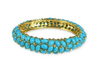 Kenneth Jay Lane Cabochon Blue Turquoise Bead Bracelet
