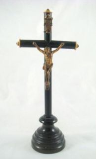 Antique Jesus Wood Bronze Standing Altar Crucifix INRI Catholic 8 75
