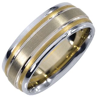 Mens Wedding Band Engagement Ring 14kt Yellow White Two Tone Gold 7mm