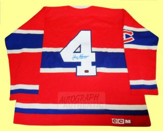 Montreal Canadiens wool jersey autographed by Jean Beliveau. The