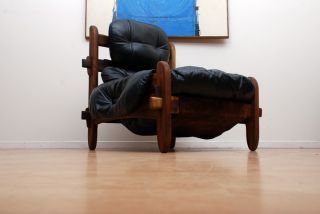 Jean Gillion Rosewood Leather Lounge Chair