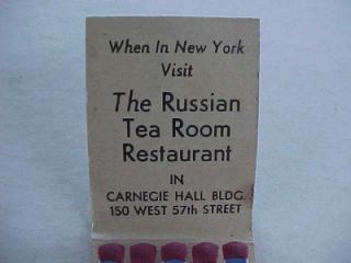 1940s Era New York City Russian Tea Room Carnegie Hall Features