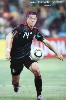 JAVIER HERNANDEZ WEARING MEXICAN TEAM COLORS FOOTBALL POSTER  MEXICO