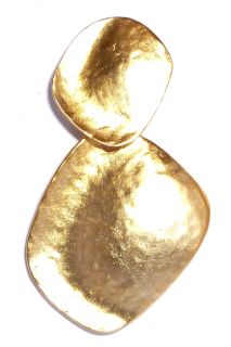 Kenneth Jay Lane KJL NEW Gold Hammered Disc Drop Earrings / Boucles D