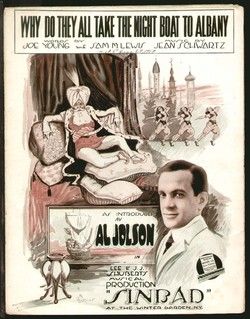Why do They Take The Night Boat to Albany 1918 Al Jolson Vintage Sheet