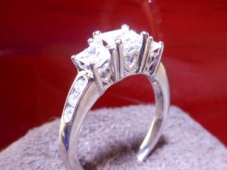 JARED CERTIFIED Colorless Princess Cut 3 Stone Diamond 14K White Gold