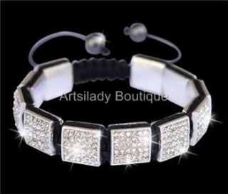 12 mm Square Shamballa Bracelet Jay Z Hip Hop White Iced 36 Iced Out