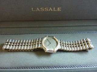 Jean Lassale Diamonds Gold SS with Bamboo Bracelet Both Boxes Gorgeous