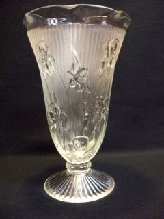 Jeannette Iris and Herringbone Depression Glass Vase