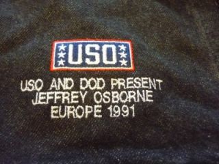 USO DOD Jeffrey Osborne Europe 1991 Long Sleeve Denim Jean Jacket Size