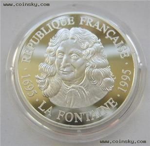 France 100 Francs 1995 Silver Proof Jean de La Fontaine