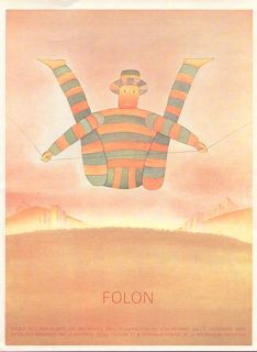 Jean Michel Folon Poster Print Circus Clown Tight Rope Palais Des
