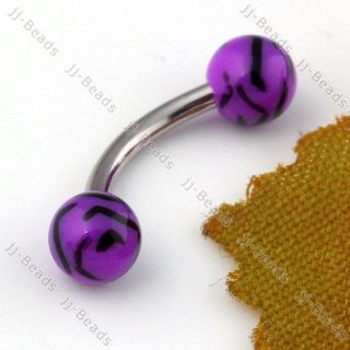 10pc 16g Leopard Print UV Plastic Curved Barbell Eyebrow Ring