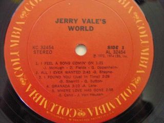 Jerry Vales World LP KC 32454 I Feel A Song Comin on R VG EX C VG