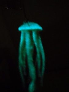 New Jellyfish Glow in the Dark Glass Hanging Ornament measures 4.25