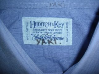 Hilditch Key Jermyn St London Sz 15 L Blue Cotton French Cuffed Dress