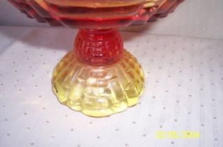 Vintage Louisa Amberina Jennette Glass Red Yellow Compote Dish