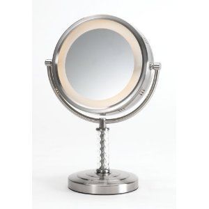 Jerdon HL856NC 8 inch Table Top Mirror 6X Magnification Nickel Finish