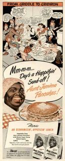 Hilarious Cartoons in 1947 Aunt Jemima Pancakes Ad