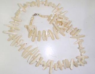 Vintage Angel Skin White Branches Necklace Choker Sea Shells