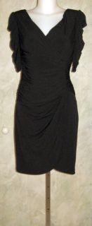 Jessica Simpson Ruched Black Matte Jersey Dress Sz 8 $128