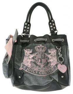 Juicy Couture Velour Scottie Dog Daydreamer Bag Gray Purse New