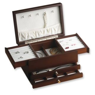 Wallace Jewelry Box w Expandable Compartments Dark Walnut