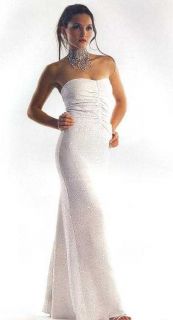 Jessica McClintock Sparkly Strapless White Dress Gown Size 8