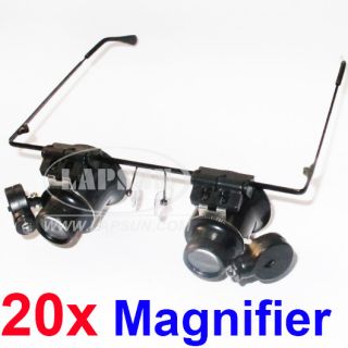 20X Eye Dual Jewelry Watch Repair Magnifier Magnifying LED Light