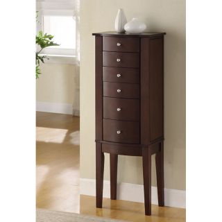 Wooden Merlot Jewelry Armoire Box Standing Chest Drawers Mirror Powell