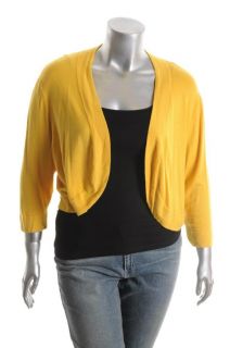 Jessica Howard NEW Woman Plus Size Yellow Cardigan Stretch Sweater