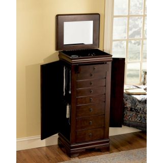 Wooden Cherry Jewelry Armoire Box Standing Chest Drawers Mirror Powell