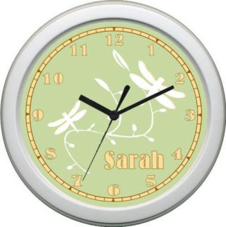 Personalized Baby Sage Nursery Dragonfly Wall Clock