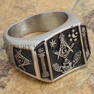 Mens Masonic Ring Square G & Pillars Master Mason Degree Rare Jewelry