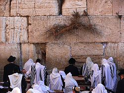 Jews praying at the Kotel (Western Wall)