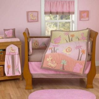 6pc Jessica Breedlove Jessis Jungle Crib Set Minky Dot Girl Baby Pink