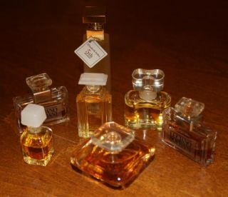 Mixed Lot of 7 Miniature Perfume Bottles Square Lot