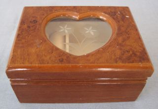 Hinged Wood Wooden Jewelry Storage Box Heart Cut Out
