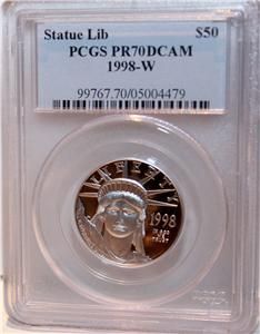 1998 w PCGS PR70DCAM Statue of Liberty $50 Platinum