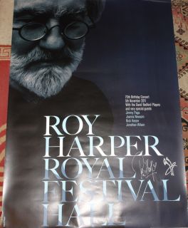 Roy Harper Jimmy Page Very RARE Hand Signed Poster Royal Festival Hall