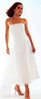 Jessica McClintock White Short Satin Lace Bridal Wedding Formal Dress