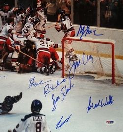 1980 US Olympic Hockey Team Signed Autographed 16x20 PSA DNA LOA