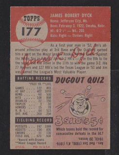 1953 Topps #177 Jim Dyck Rookie NMT St. Louis Browns Premium Vintage