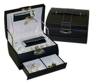 697 Black Faux Leather Travel Jewelry Box Earring Case