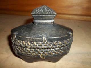  Basket Weave Wicker Rattan Nipa Hut Motif Trinket Jewelry Box