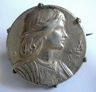 Antique Religious Brooch Jeanne DArc Joan of Arc C1870