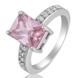  CUT 18K WHITE GOLD PLATED PINK SAPPHIRE FASHION JEWELRY LADIES RING 6