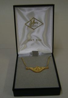 Vintage Joanne Jewels Cherub Angel Suspended Necklace 22kt EGP Gold