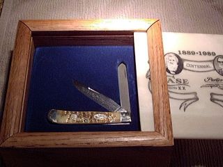 Case xx 100th anniversary Jim Parker damascus trapper knife Marble